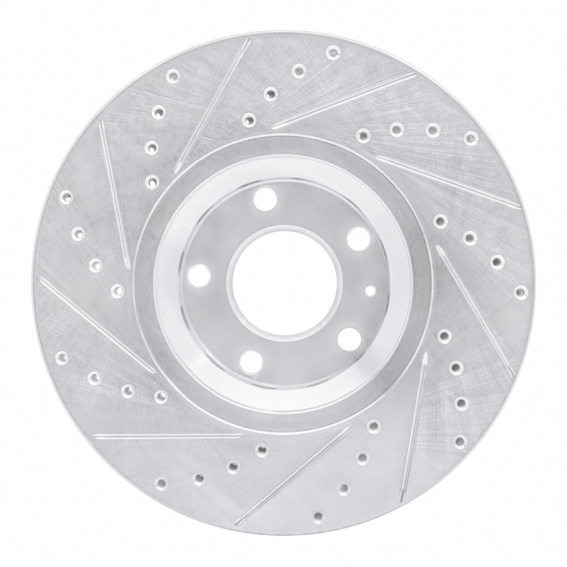 Audi A6 Quattro Brake Rotor (1) - Front Right - R1 Concepts - Drilled & Slotted - Silver - `97-`06